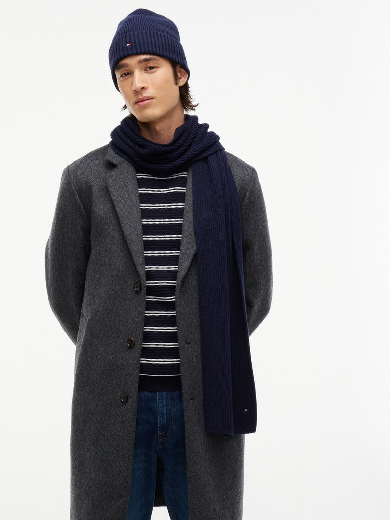 TOMMY HILFIGER FLAG BEANIE AND SCARF - SPACE BLUE