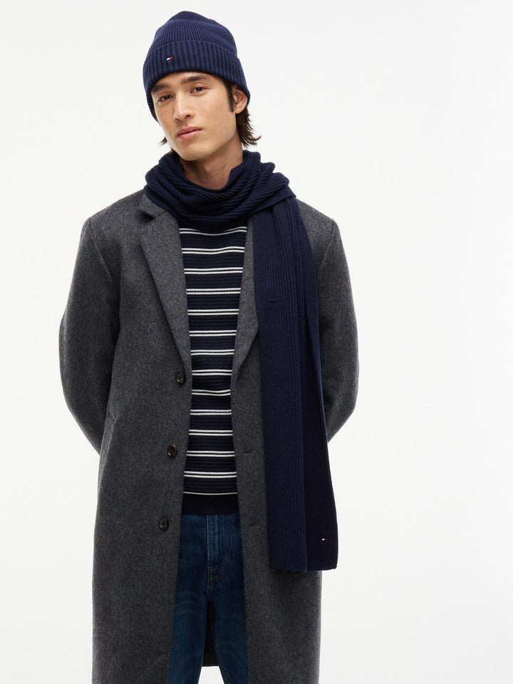 TOMMY HILFIGER FLAG BEANIE AND SCARF - SPACE BLUE