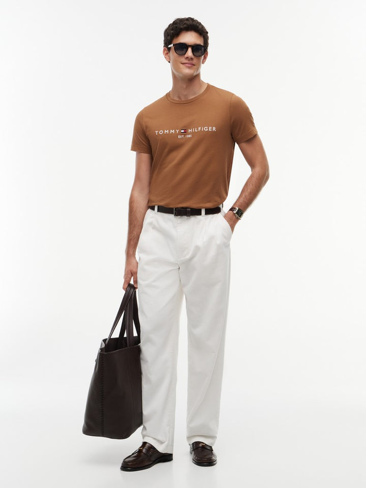 TOMMY HILFIGER TOMMY LOGO TEE - TIMELESS TAWNY