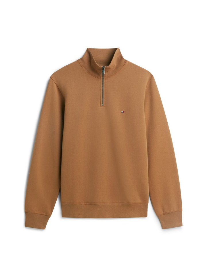 TOMMY HILFIGER ESSENTIAL FLEECE 1/4 ZIP - TAWNY