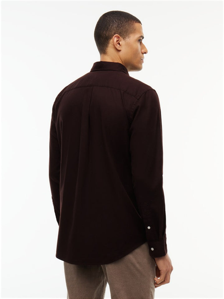 TOMMY HILFIGER FLEX FLANNEL SOLID RF SHIRT - CHOCOLATE