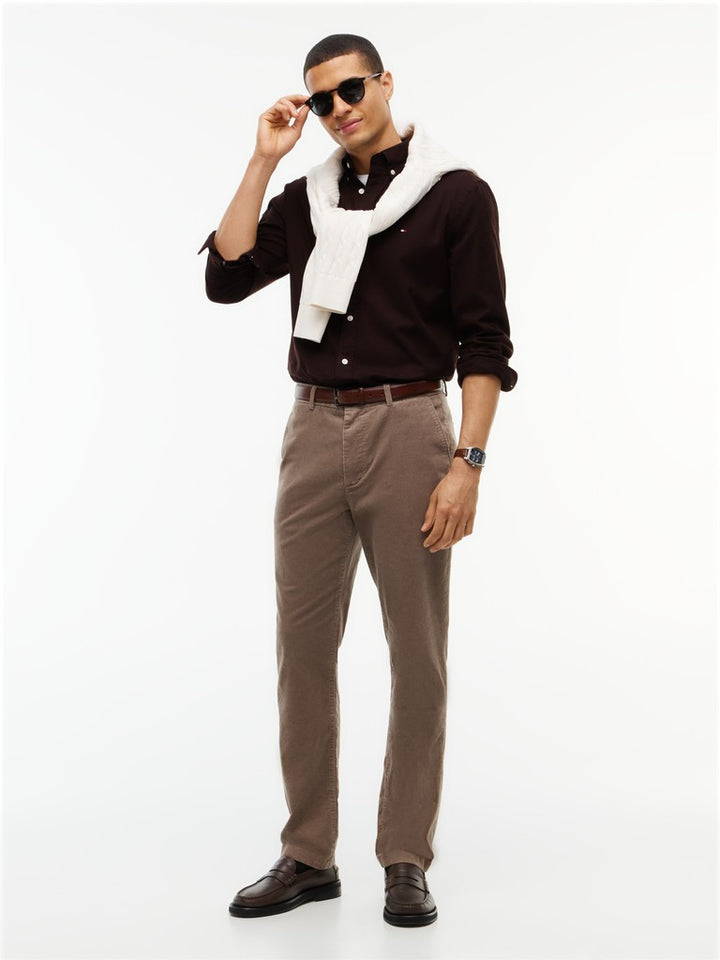 TOMMY HILFIGER FLEX FLANNEL SOLID RF SHIRT - CHOCOLATE