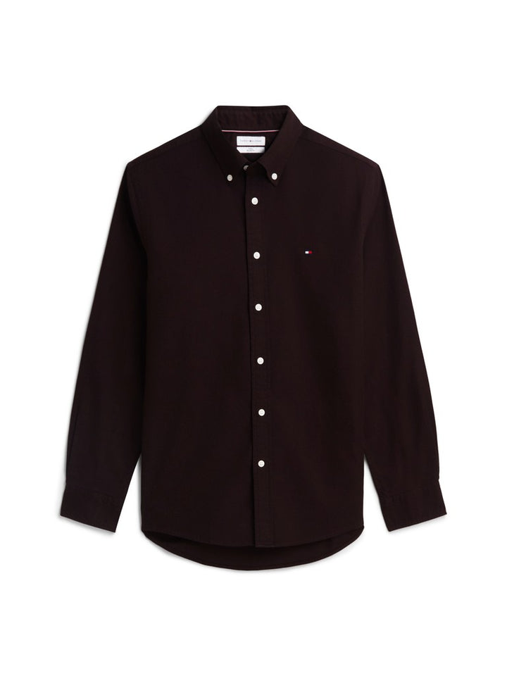 TOMMY HILFIGER FLEX FLANNEL SOLID RF SHIRT - CHOCOLATE