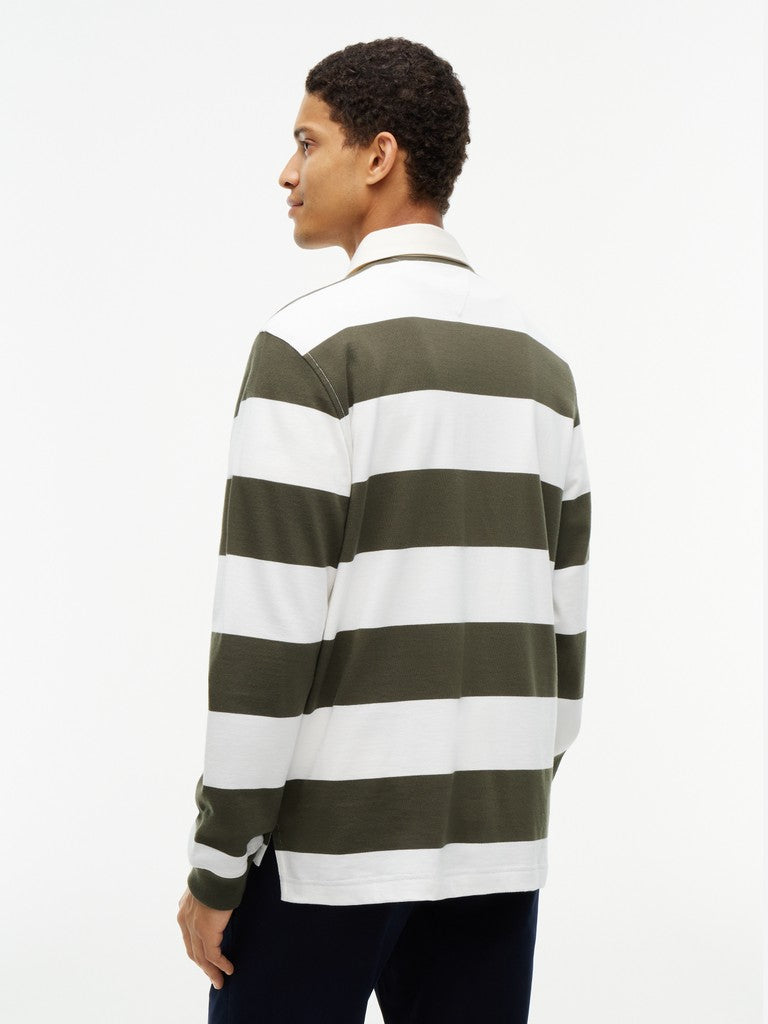 TOMMY HILFIGER ESSENTIAL STRIPE RUGBY - HUNTSMAN GREEN