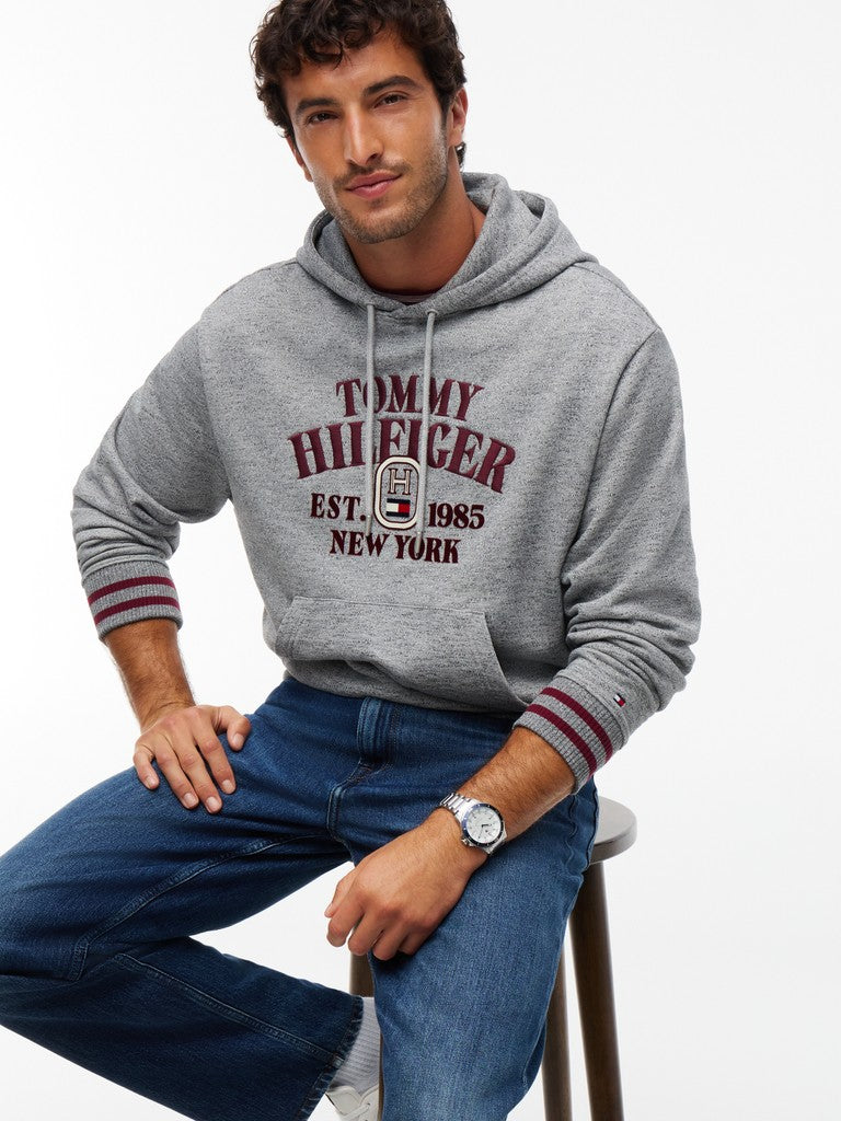 TOMMY HILFIGER VARSITY EMBRO RLX HOODIE - LIGHT GREY