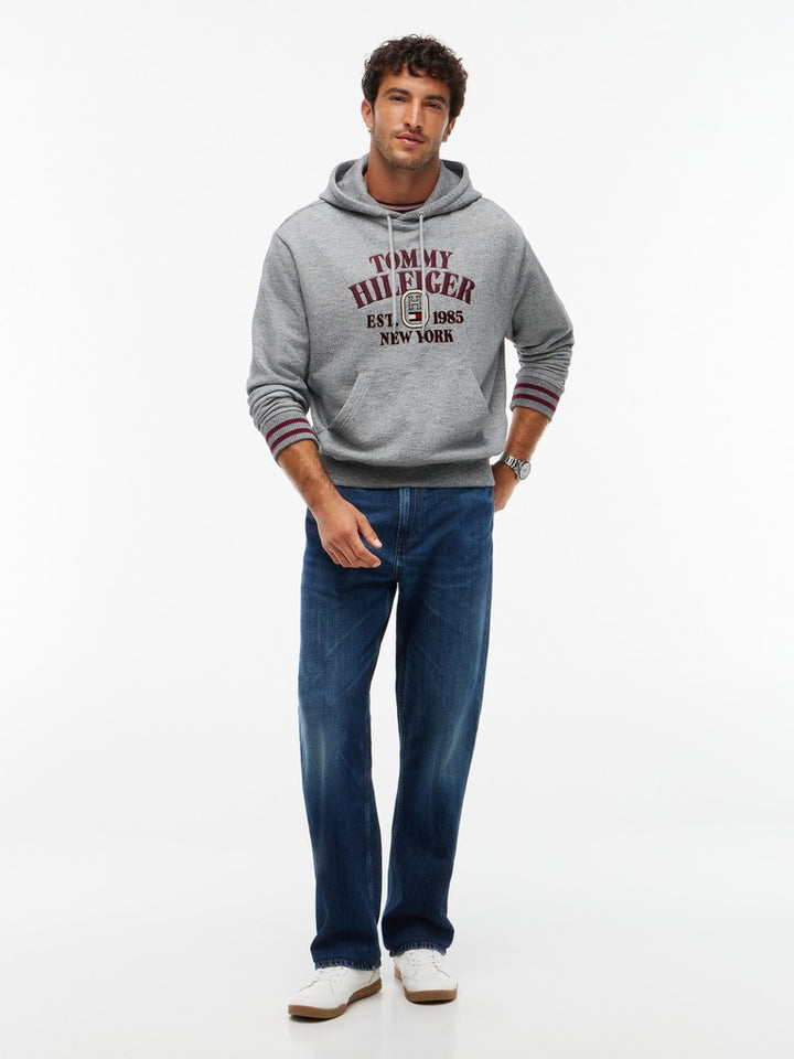 TOMMY HILFIGER VARSITY EMBRO RLX HOODIE - LIGHT GREY