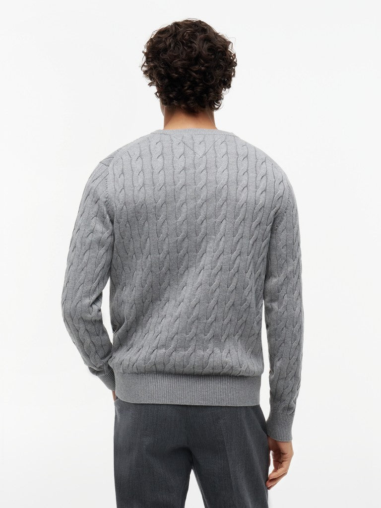 TOMMY HILFIGER CLASSIC COTTON CABLE CREW NECK - GREY