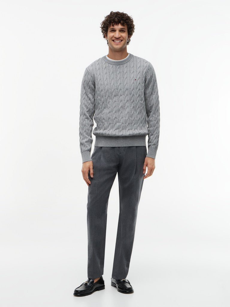 TOMMY HILFIGER CLASSIC COTTON CABLE CREW NECK - GREY