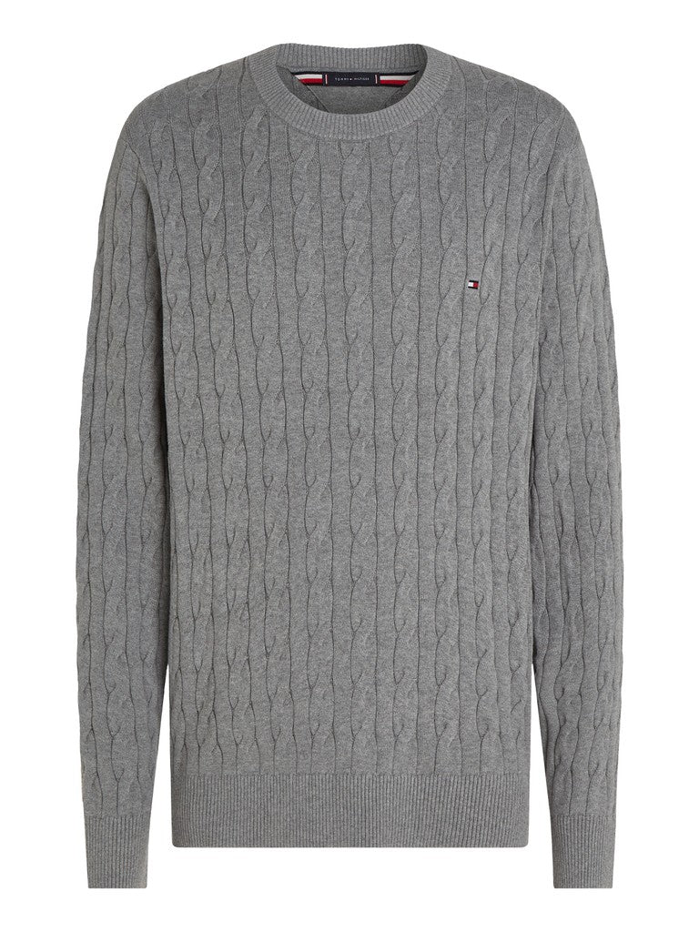 TOMMY HILFIGER CLASSIC COTTON CABLE CREW NECK - GREY