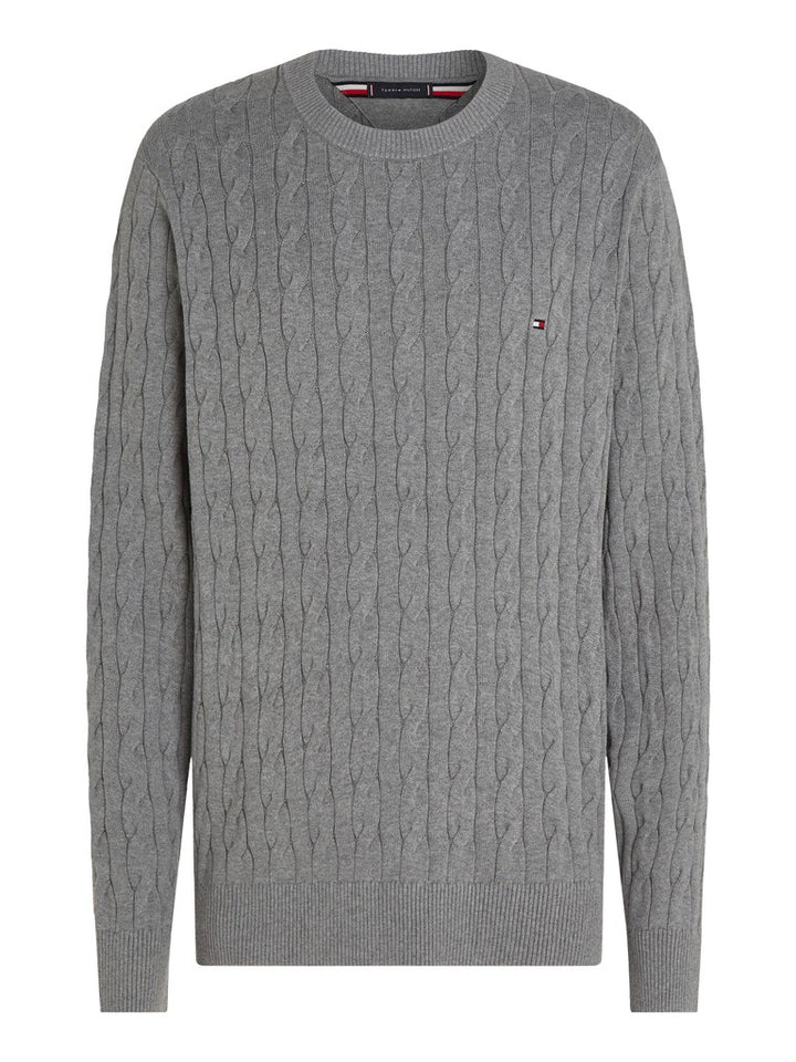 TOMMY HILFIGER CLASSIC COTTON CABLE CREW NECK - GREY