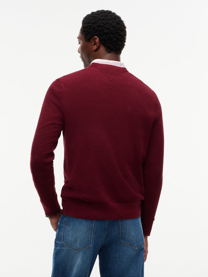 TOMMY HILFIGER ESSENTIAL STRUCTURE CREW NECK - BURGUNDY