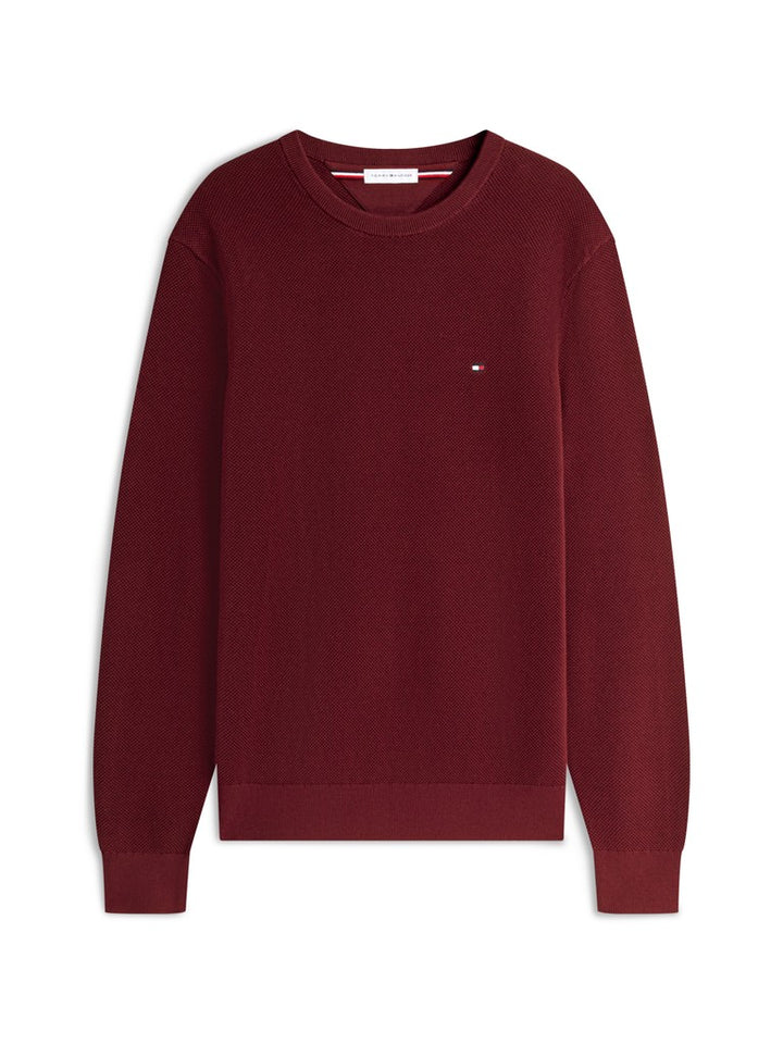 TOMMY HILFIGER ESSENTIAL STRUCTURE CREW NECK - BURGUNDY