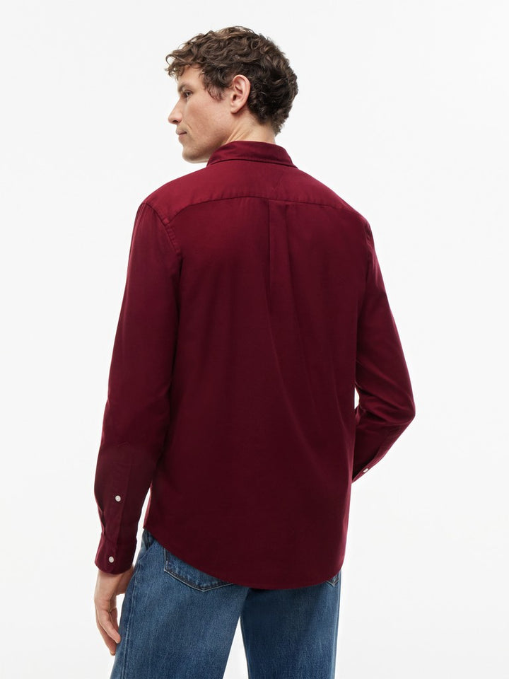 TOMMY HILFIGER FLEX FLANNEL SOLID RF SHIRT - BURGUNDY