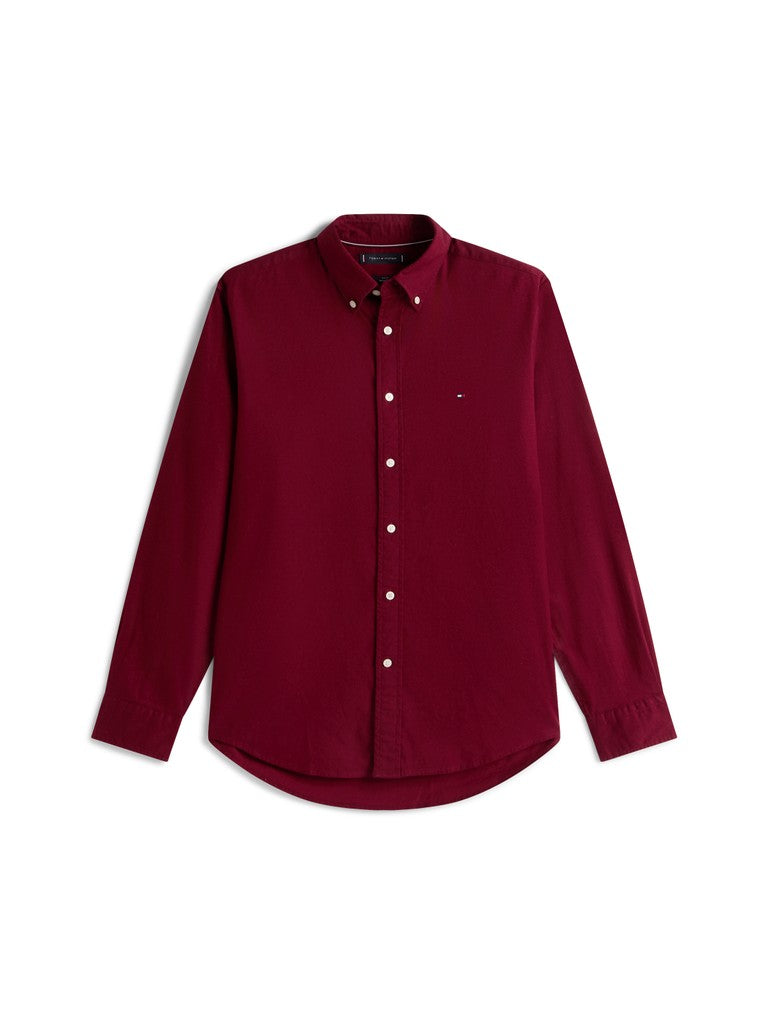 TOMMY HILFIGER FLEX FLANNEL SOLID RF SHIRT - BURGUNDY
