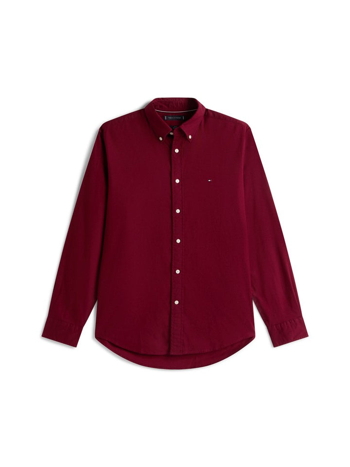TOMMY HILFIGER FLEX FLANNEL SOLID RF SHIRT - BURGUNDY