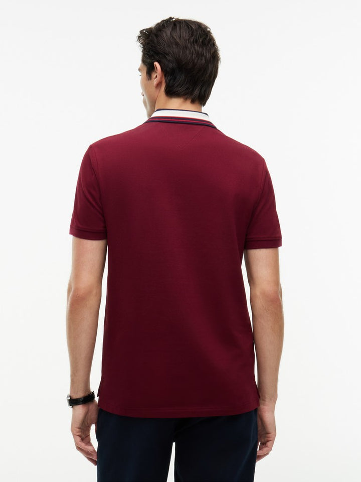 TOMMY HILFIGER LEFT CHEST GRAPHIC REG POLO - BURGUNDY