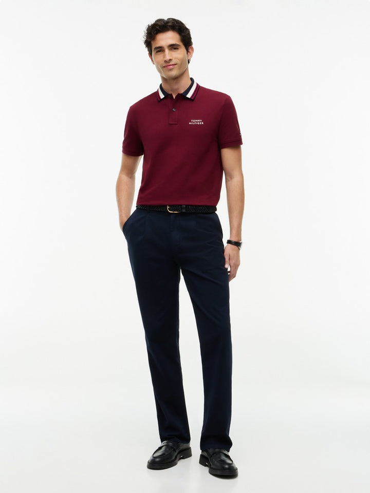 TOMMY HILFIGER LEFT CHEST GRAPHIC REG POLO - BURGUNDY