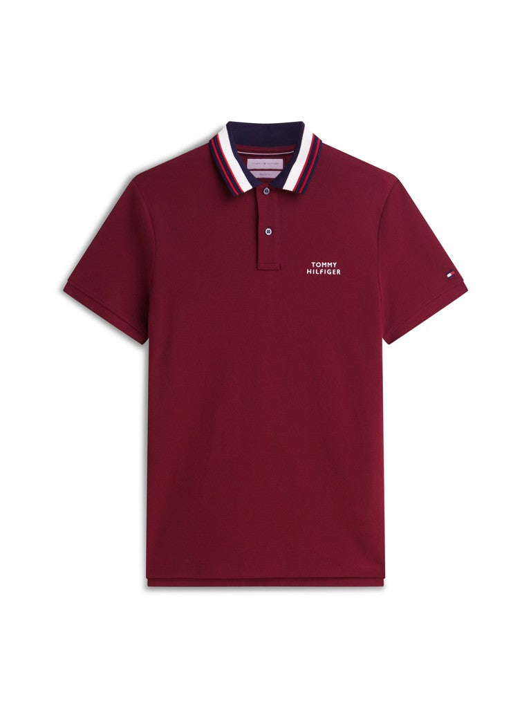 TOMMY HILFIGER LEFT CHEST GRAPHIC REG POLO - BURGUNDY