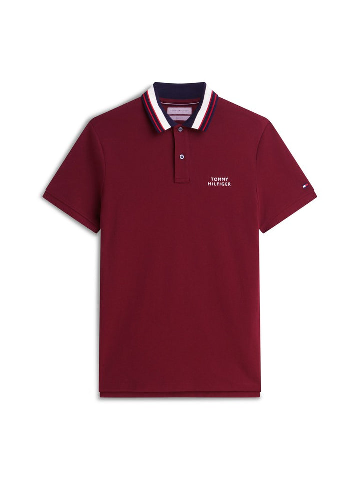 TOMMY HILFIGER LEFT CHEST GRAPHIC REG POLO - BURGUNDY