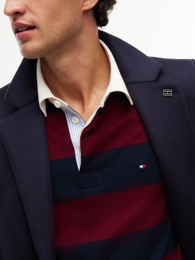 TOMMY HILFIGER ESSENTIAL STRIPE RUGBY - BURGUNDY