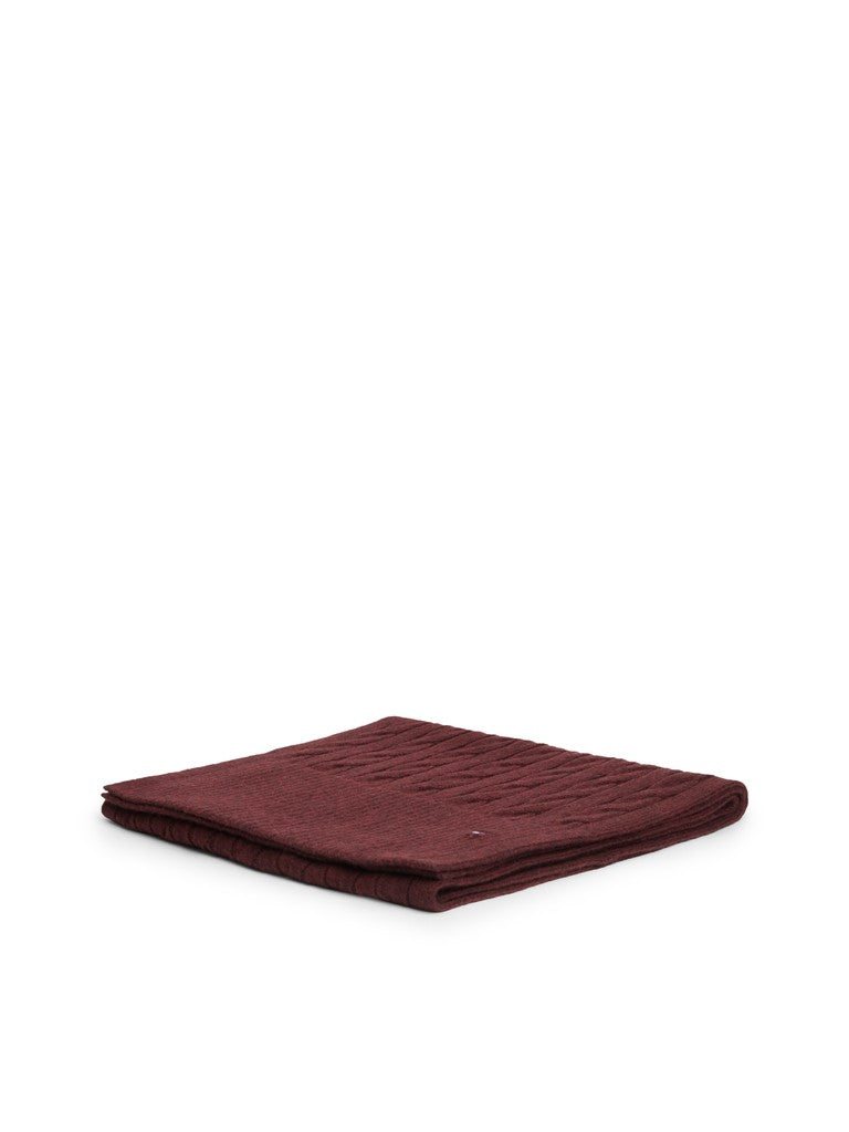 TOMMY HILFIGER FLAG CABLE SCARF - DEEP BURGUNDY