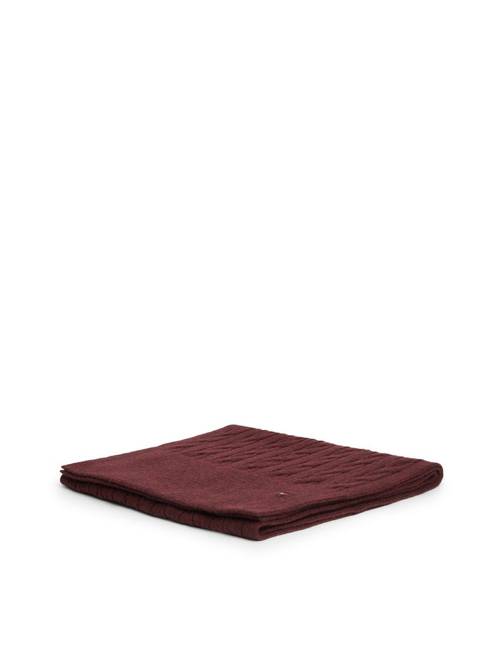 TOMMY HILFIGER FLAG CABLE SCARF - DEEP BURGUNDY