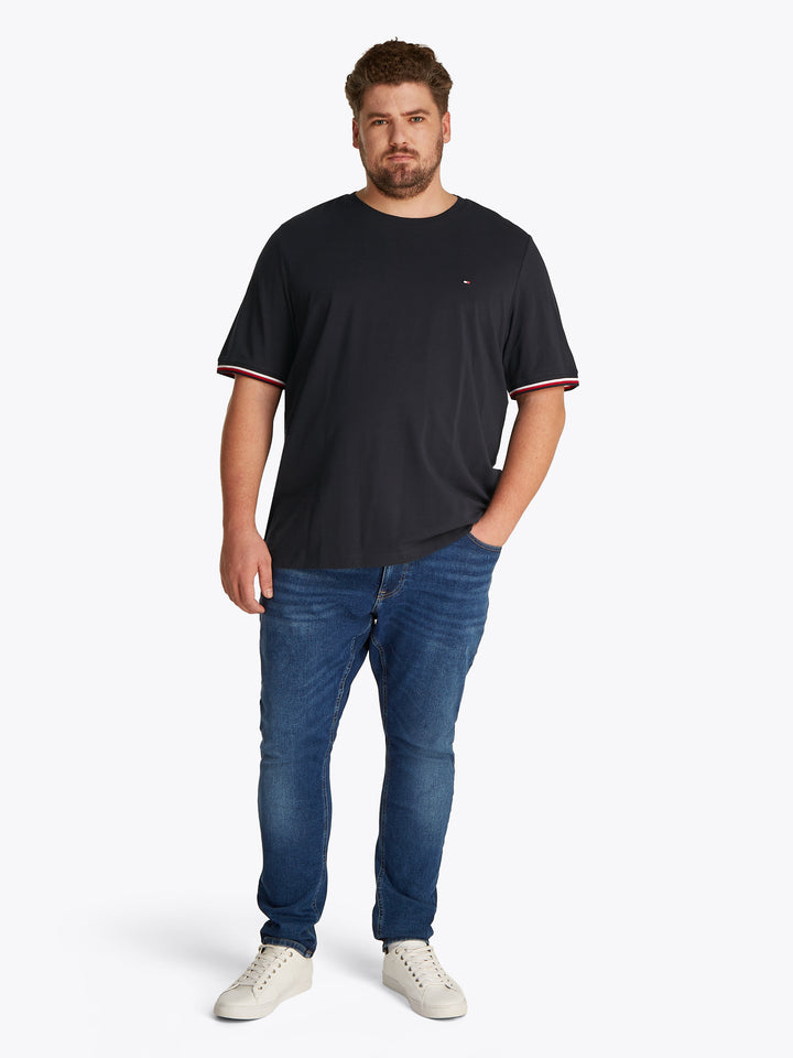 TH BT-GLOBAL STRIPE CUFF TEE - NAVY