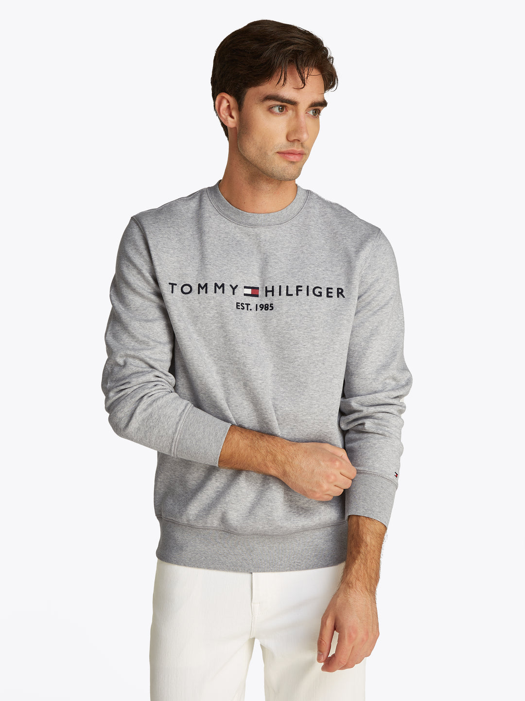 TH TOMMY LOGO SWEATSHIRT - LIGHT GREY