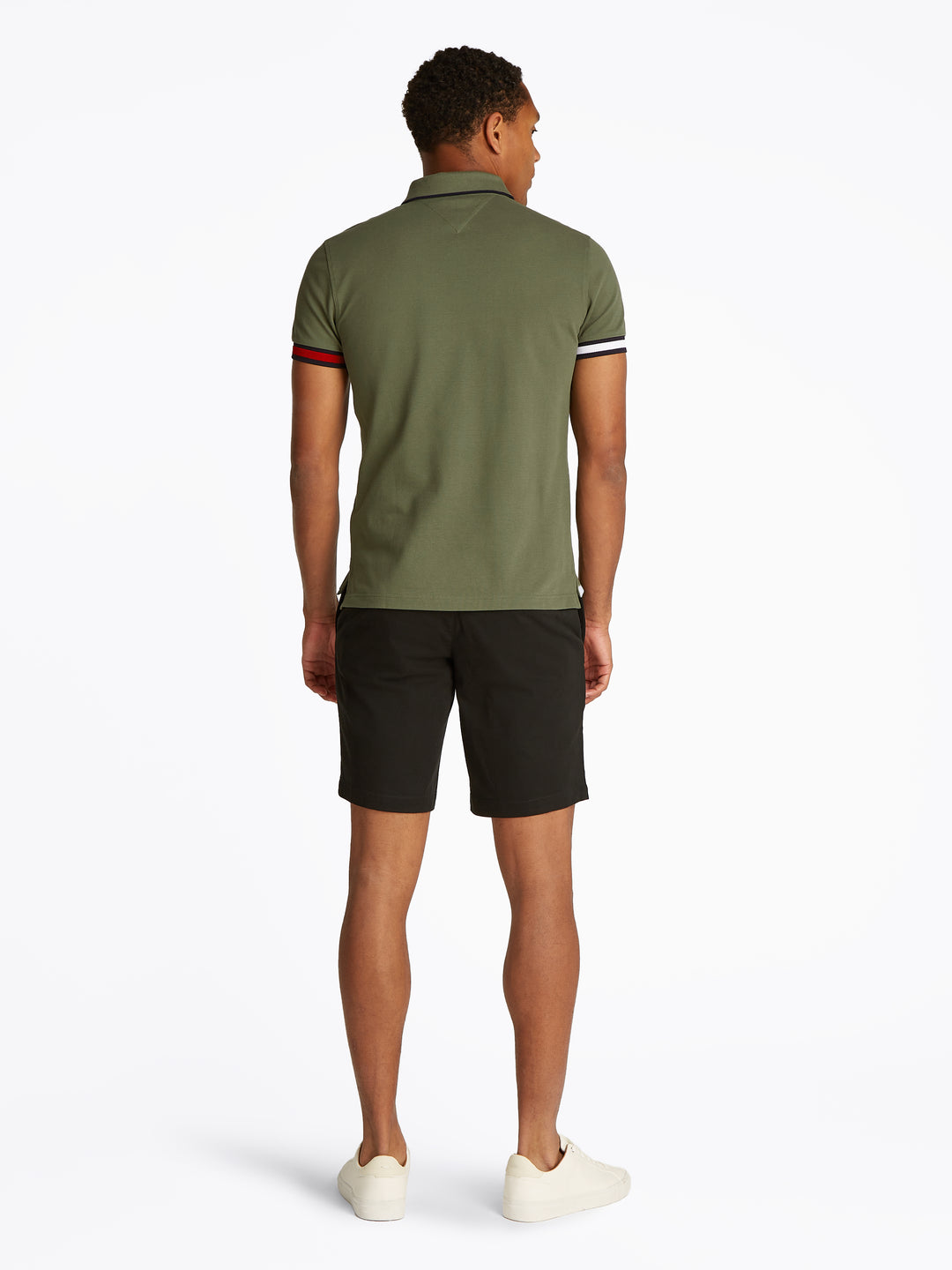 TH FLAG CUFF SLIM FIT POLO - BATTLE GREEN