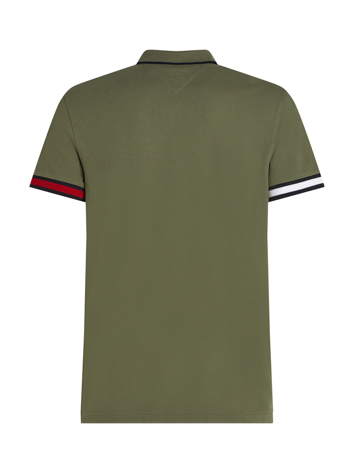 TH FLAG CUFF SLIM FIT POLO - BATTLE GREEN