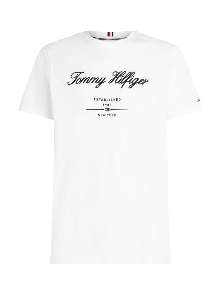 TOMMY HILFIGER SCRIPT LOGO TEE - WHITE