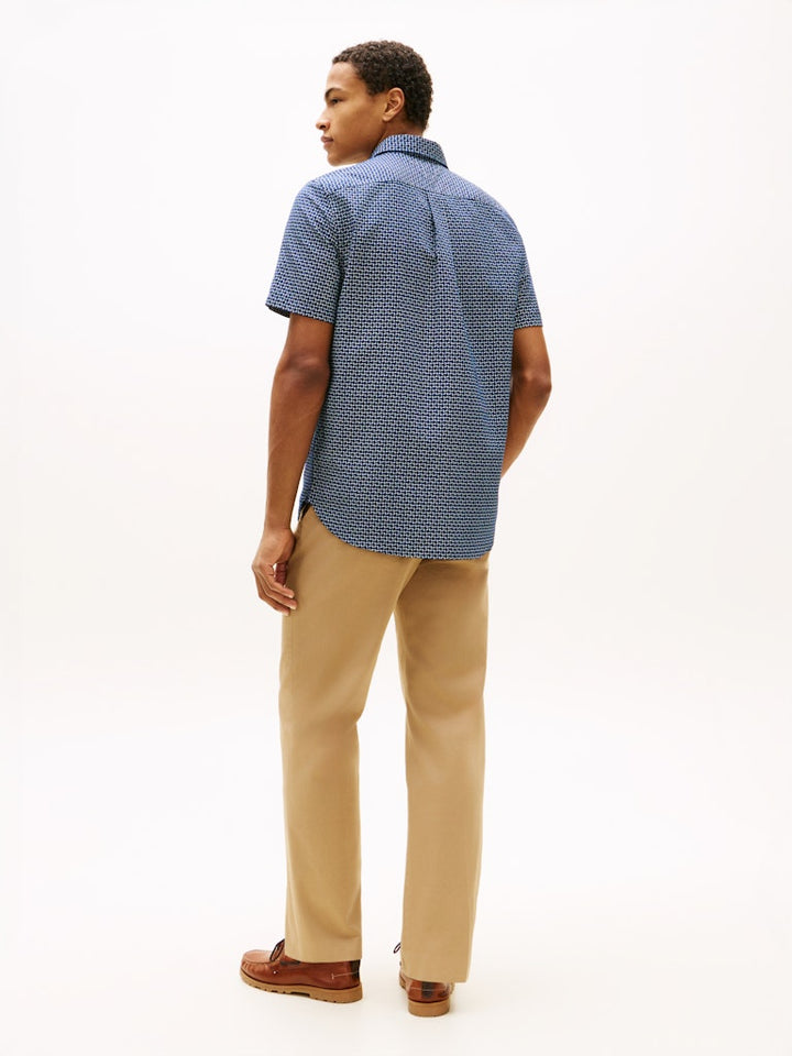 TOMMY HILFIGER LINEN BLEND PRT SS SHIRT - NAVY/ALLOVER