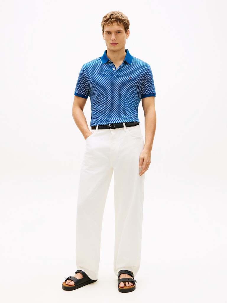 TOMMY HILFIGER AOP INTERLOCK REG POLO - BLUE JEAN