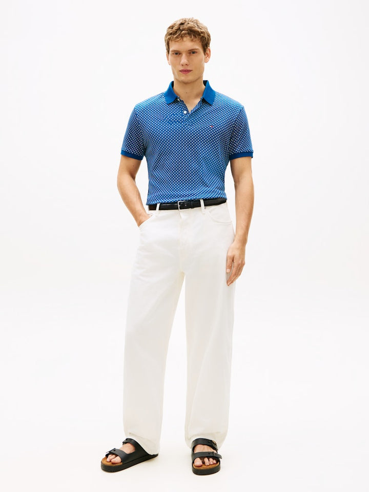 TOMMY HILFIGER AOP INTERLOCK REG POLO - BLUE JEAN