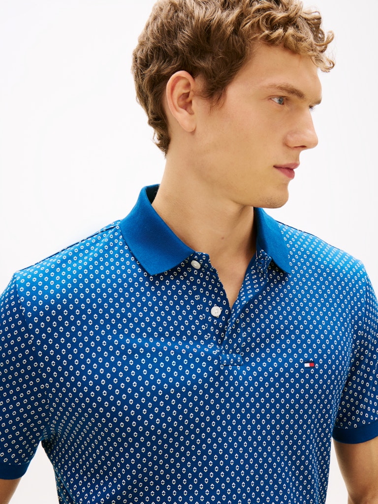 TOMMY HILFIGER AOP INTERLOCK REG POLO - BLUE JEAN