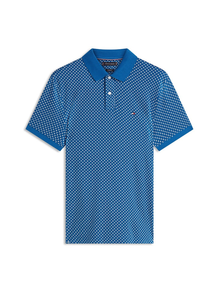 TOMMY HILFIGER AOP INTERLOCK REG POLO - BLUE JEAN
