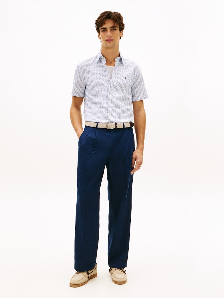 TOMMY HILFIGER LINEN BLEND PRT SS SHIRT - WHITE/ALLOVER