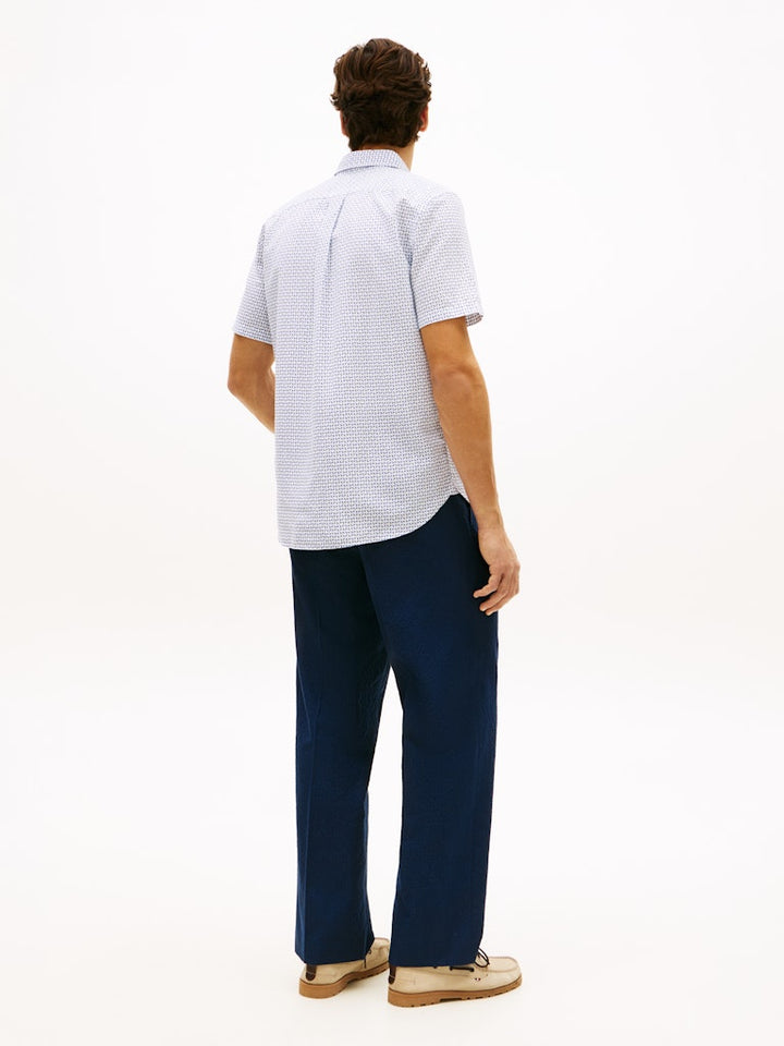 TOMMY HILFIGER LINEN BLEND PRT SS SHIRT - WHITE/ALLOVER