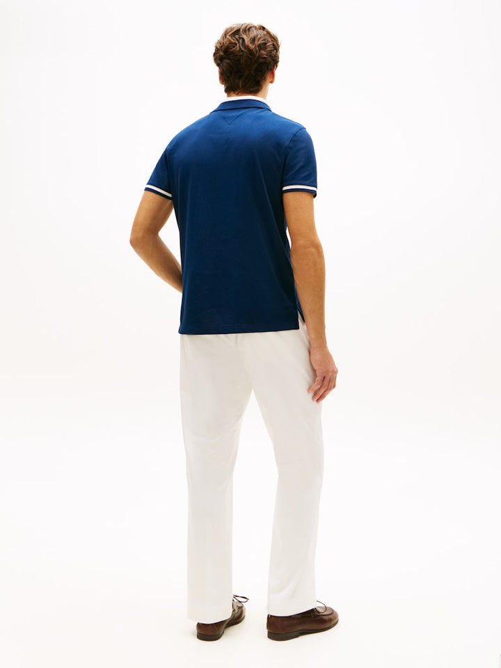 TOMMY HILFIGER CONTRAST COLLAR BLOCK REG POLO - CARBON NAVY