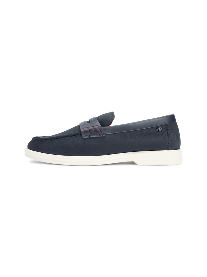 TOMMY HILFIGER MIX NUBUCK LOAFER - NAVY
