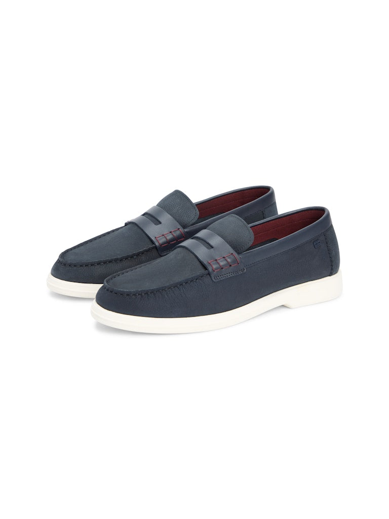 TOMMY HILFIGER MIX NUBUCK LOAFER - NAVY