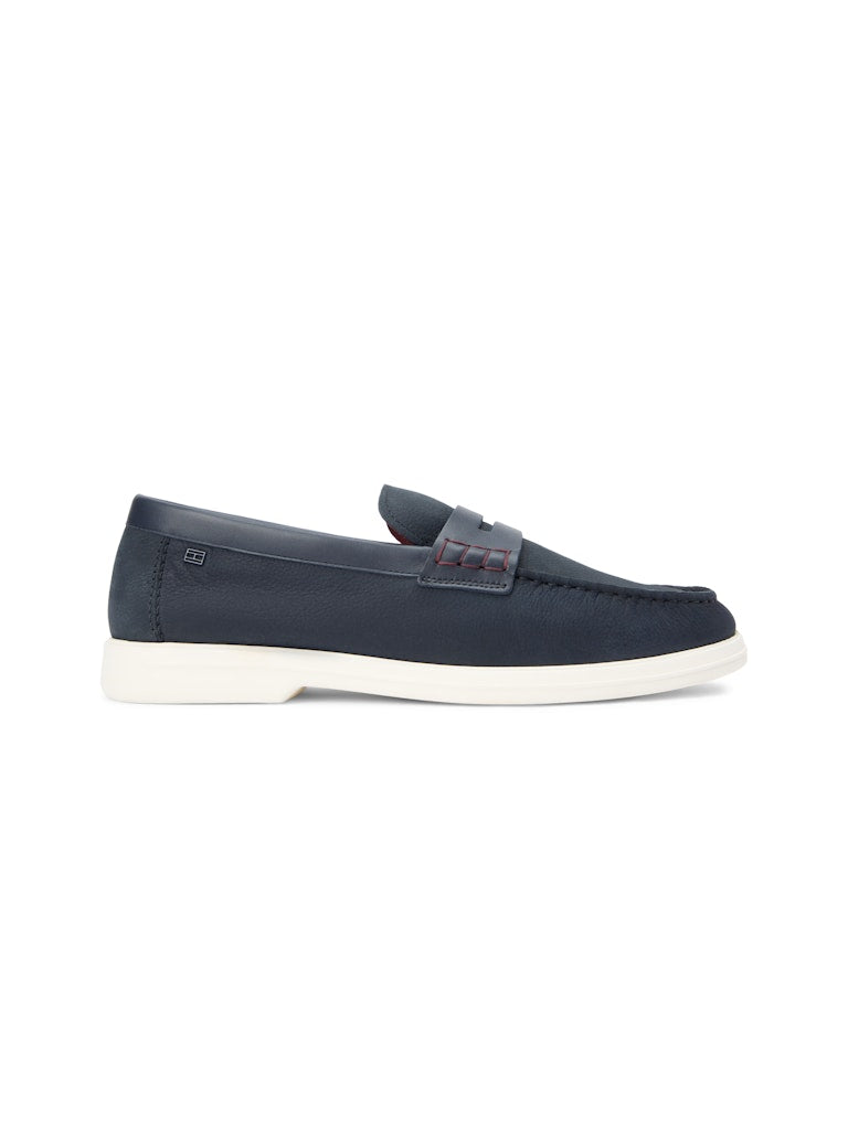 TOMMY HILFIGER MIX NUBUCK LOAFER - NAVY