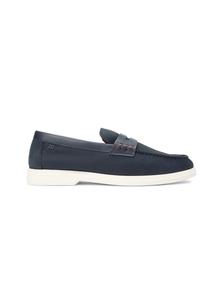 TOMMY HILFIGER MIX NUBUCK LOAFER - NAVY