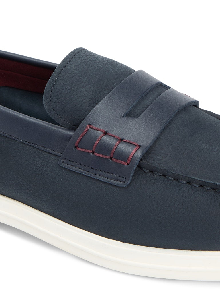 TOMMY HILFIGER MIX NUBUCK LOAFER - NAVY