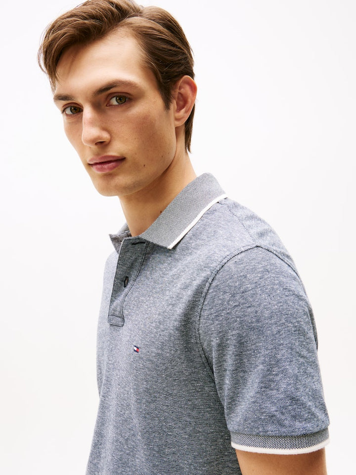 TOMMY HILFIGER COTTON LINEN PIQUE REG POLO - NAVY