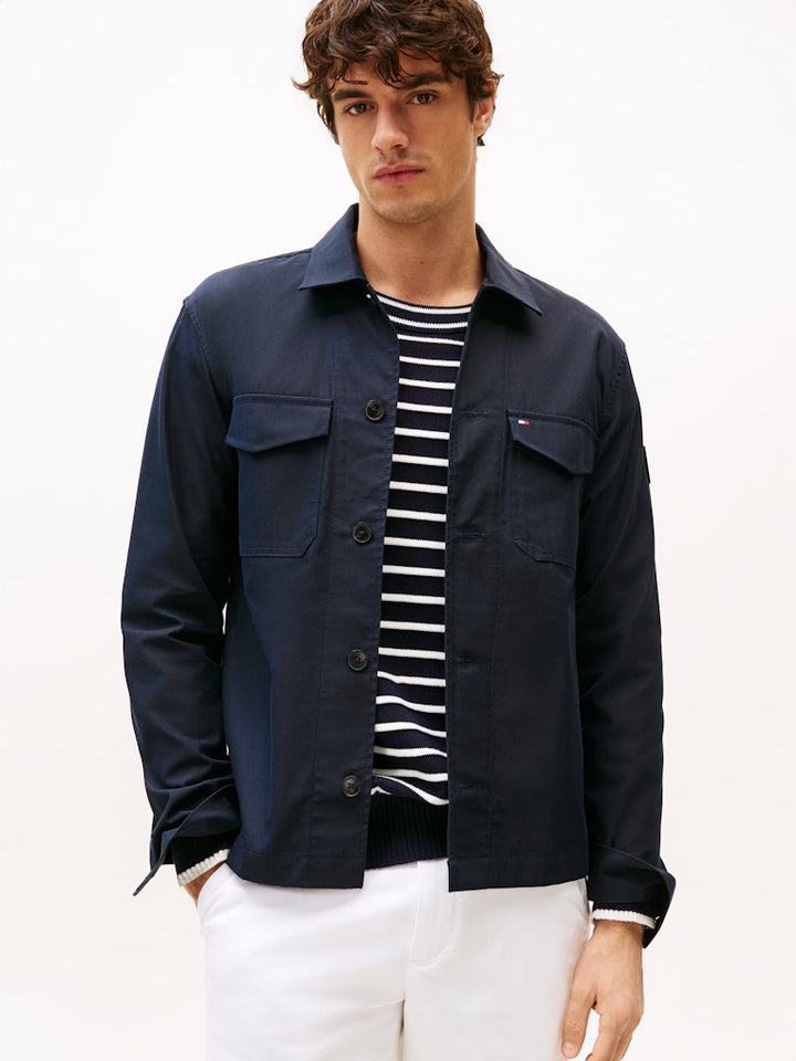 TOMMY HILFIGER COTTON NYLON SHIRT JACKET - NAVY
