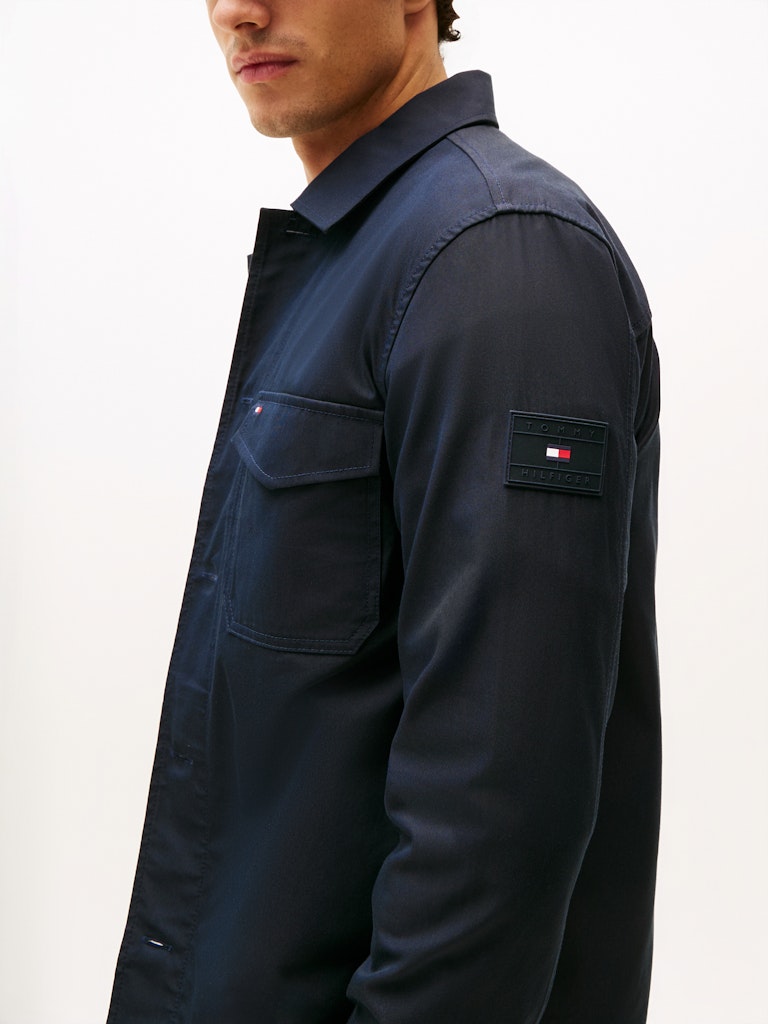 TOMMY HILFIGER COTTON NYLON SHIRT JACKET - NAVY