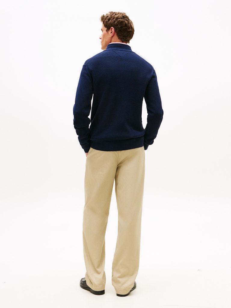 TOMMY HILFIGER SEASONAL STRUCTURE ZIP MOCK - NAVY
