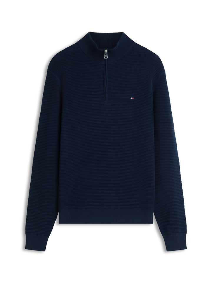 TOMMY HILFIGER SEASONAL STRUCTURE ZIP MOCK - NAVY