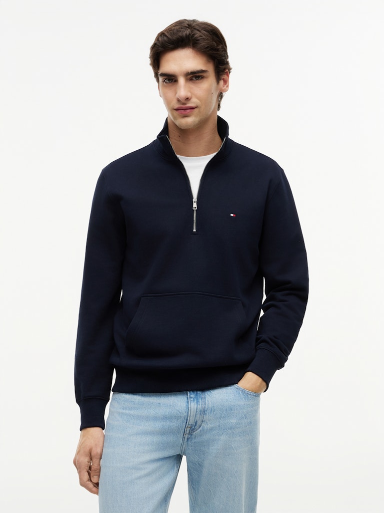 TOMMY HILFIGER ESS TERRY NEW 1/4 ZIP - NAVY